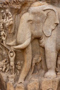Detail from the Arjuna's Penance (or Descent of the Ganges) bas-relief in Mahabalipuram, India.