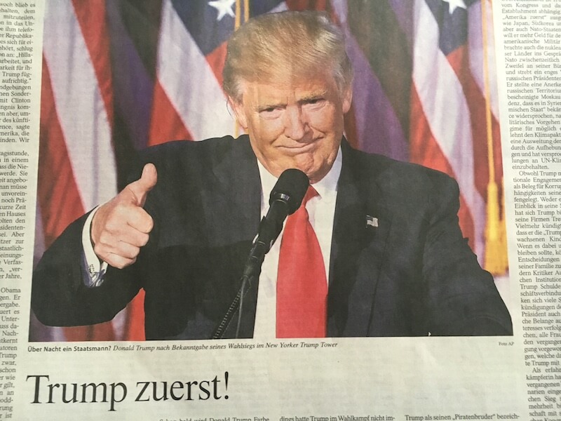 Leider vorn. Der Horrorclown heute auf der Frankfurter Allgemeinen Zeitung.L